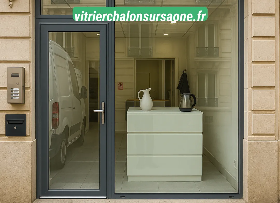 Façade vitrine de magasin en aluminium sur mesure à Chalon-sur-Saône